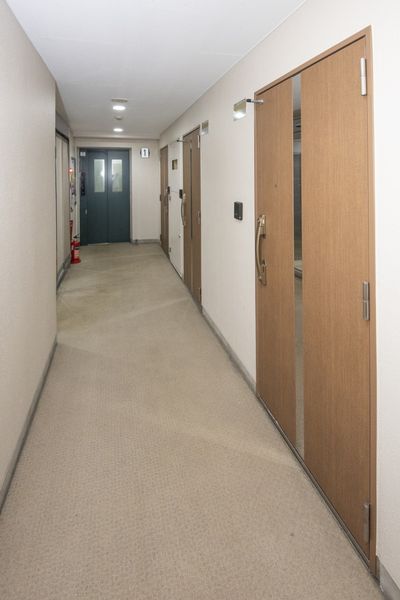 不在共用走廊里面的走廊从外面看得见。(只最上层7楼是外面的走廊。)只6-7楼没有电梯。)
