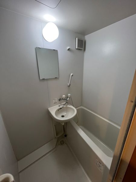 2件单元(A型)浴室有盥洗台以及镜子。