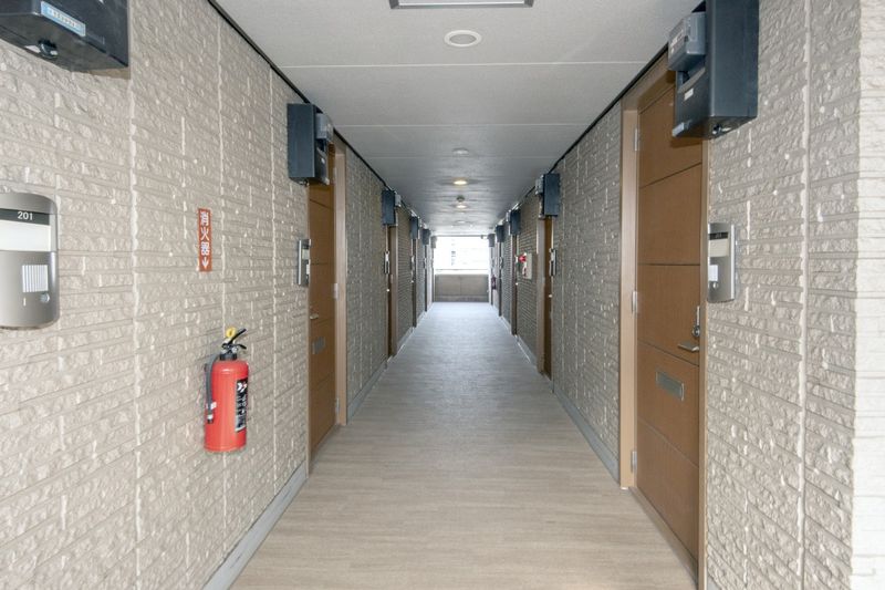 门口从外部在共用走廊里面的走廊是看不见的结构。