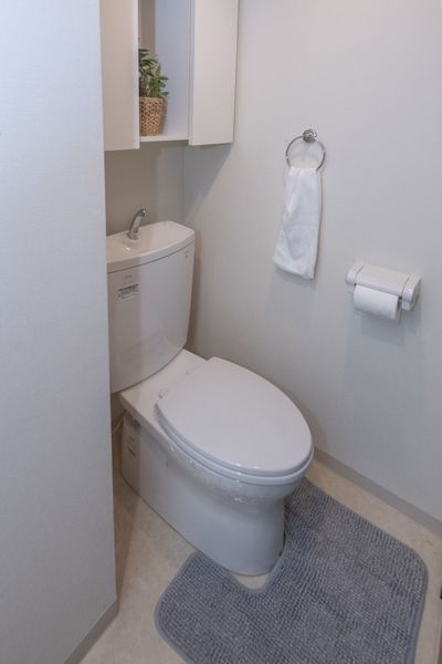厕所(A型)上部有橱柜，便利。※没为样板房有小东西